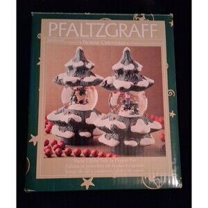 Pfaltzgraff Christmas tree shaped snow globe salt and pepper shakers